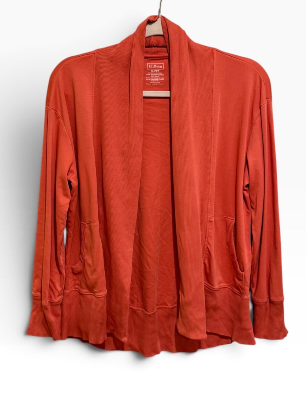 L.L. Bean Open-Front Robe Cardigan in Rust Orange